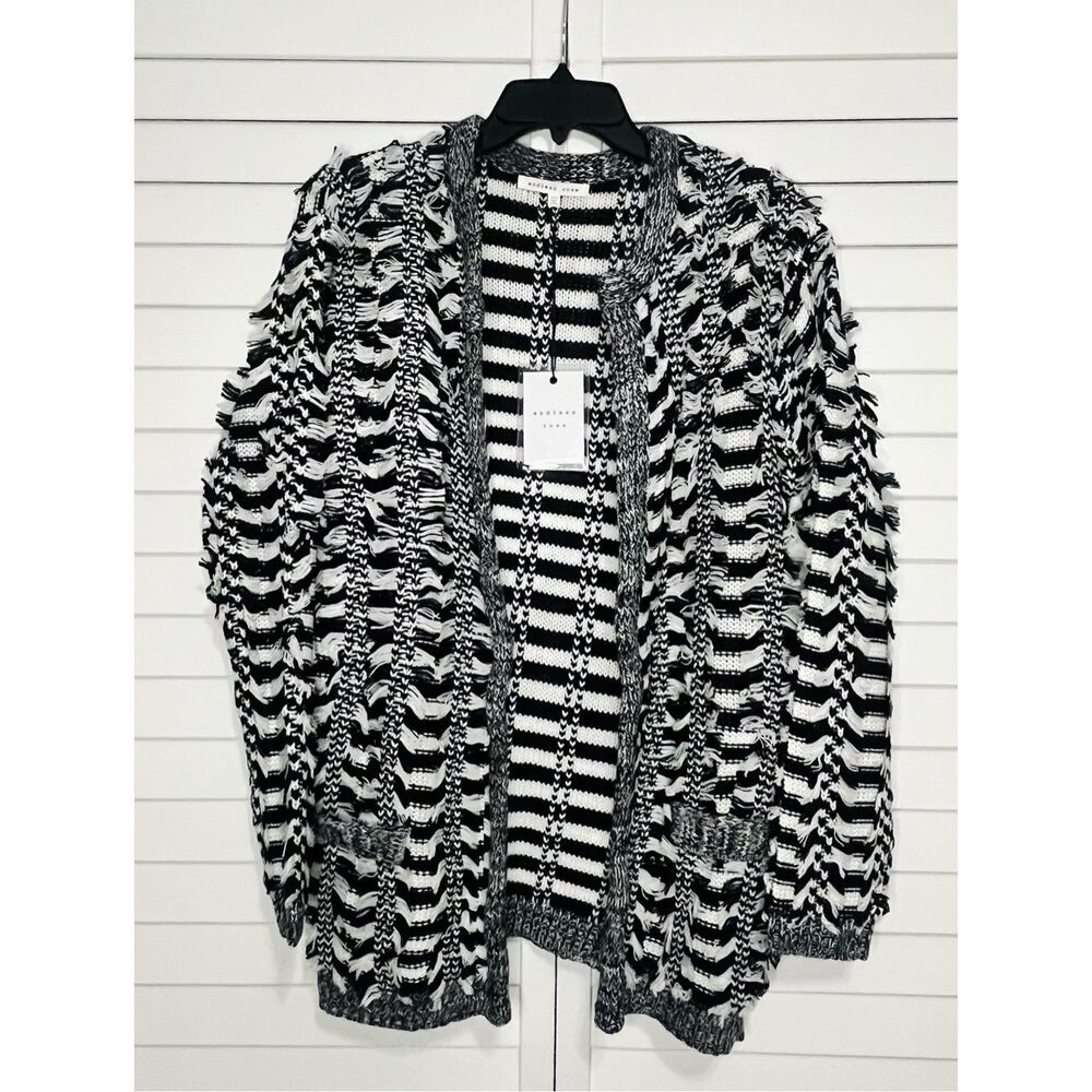 NWT Endless Rose Woven Cardigan Black White Size S/M
